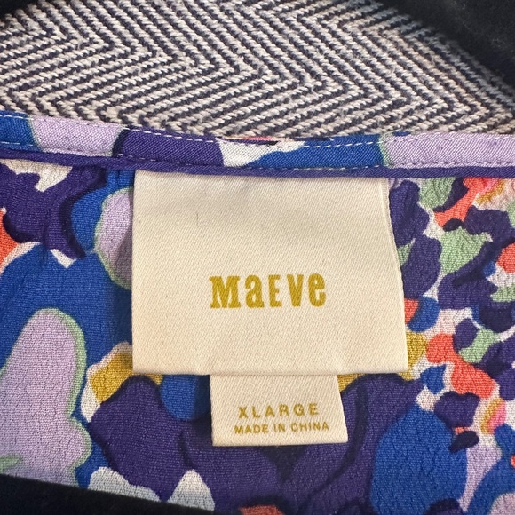 ANTHROPOLOGIE - MAEVE - Milla Blue Floral Blouse Dolman Spring - Picture 4 of 5